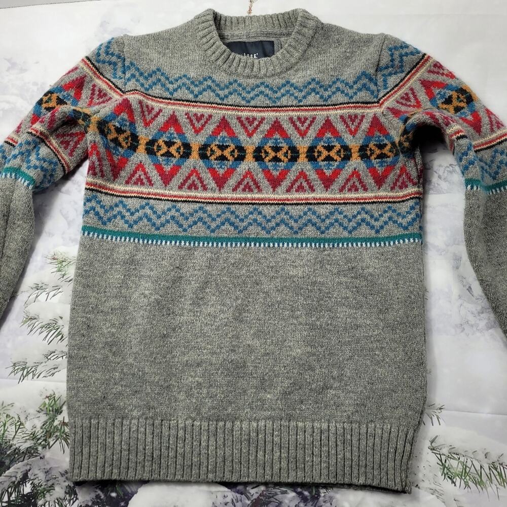 L.O.G.G. Label of Graded Goods Gray Fair Isle Washable Wool Blend Sweater sz Sm - Picture 3 of 14